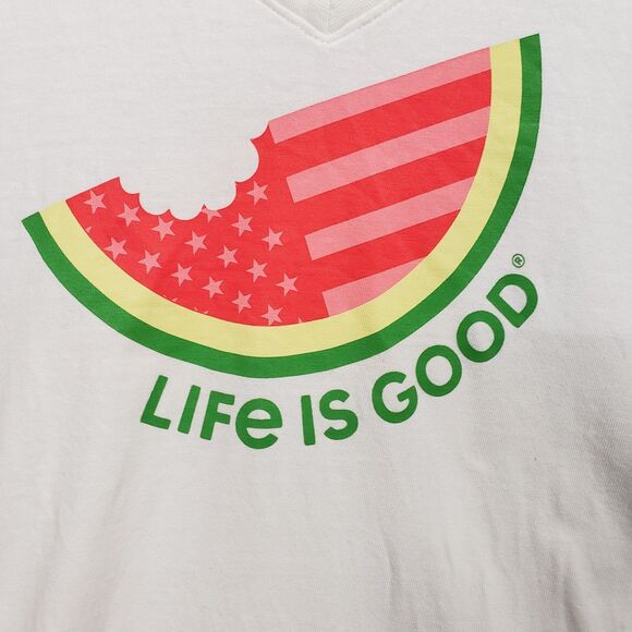 Life Is Good Womens Watermelon Crusher Tee White V Neck Short Sleeve Small - Picture 3 of 7